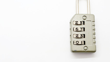 A Code Key Lock on Isolated white Background