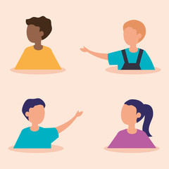 group of cute kids characters