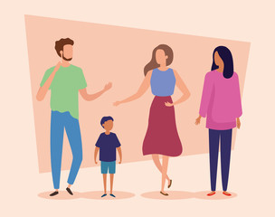 Obraz premium parents with son and woman characters