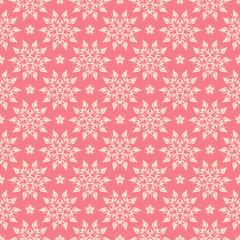 Floral seamless pattern. Beige design on pink background