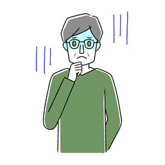 シニア男性　青ざめる