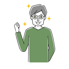 シニア男性　ジェスチャー
