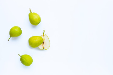 Ripe pears isolated on white background.
