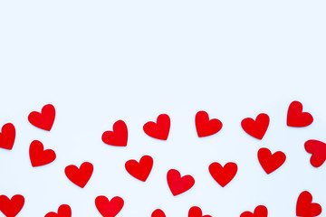 Valentine's day - Red hearts on white background.