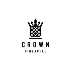 Pineapple Fruit With Crown Creative Design Element Emblem Logo Design Vector Silhoutte