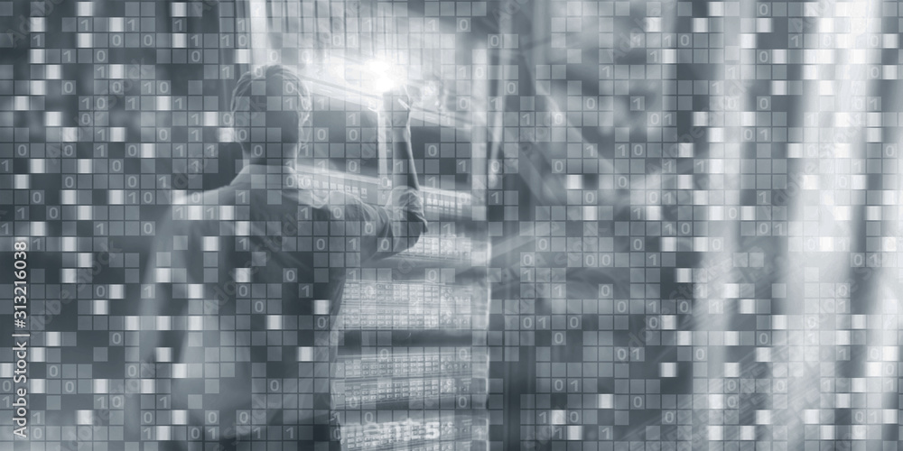 Aufkleber digital background matrix information technology and internet concept.