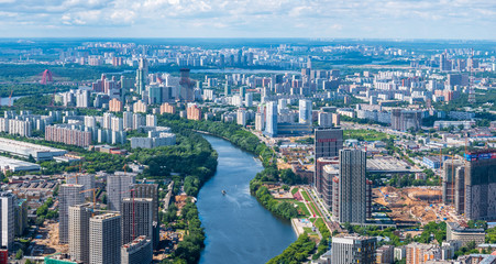 Obraz premium Moscow City view from top as a bird to see Russian life
