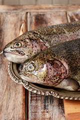 Baked rainbow trout with lemon.