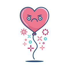 kawaii valentine angry heart balloon illustration