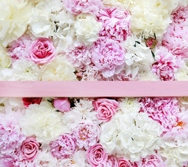 Natural background made of fresh flowers.