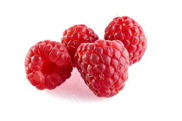 Raspberry berries on white background