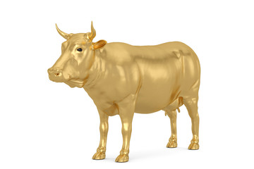 Gold Cow  Isolated on white background. 3d illustration
