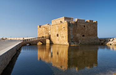 Fototapeta na wymiar Paphos Castle located on the edge of town's harbour. Cyprus
