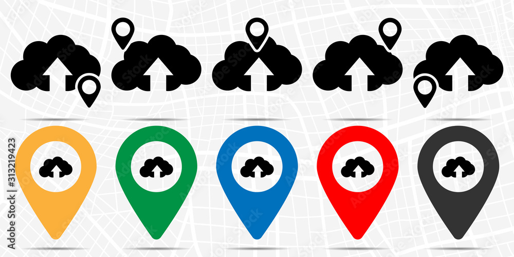 Poster upload cloud icon in location set. simple glyph, flat illustration element of web, minimalistic them