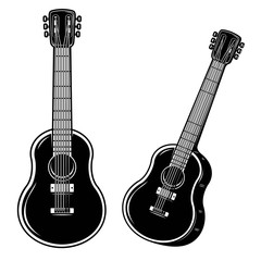 Obraz premium Illustration of guitar isolated on white background. Design element for logo, label, sign.