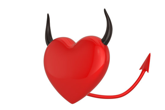 Devil Heart Shape Isolated in white background.  3d illustration