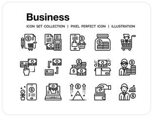 Business  Icons Set. UI Pixel Perfect Well-crafted Vector Thin Line Icons. The illustrations are a vector.