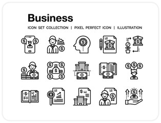 Business  Icons Set. UI Pixel Perfect Well-crafted Vector Thin Line Icons. The illustrations are a vector.