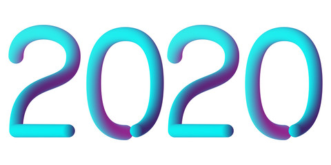 Happy New Year 2020. Lettering greeting inscription isolated on white background.