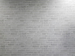 Horizontal White and grey brick wall block structure seamless pattern texture with light shade. Vintage grunge wallpaper weathered background. with copy space for text.
