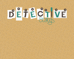 Cork board of detective stories. A detective board to formalize your investigations. Vector illustration.