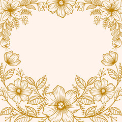 Obraz premium Gold decorative floral background vector illustration, gold floral