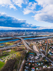 View of the city of Vienna with clouds