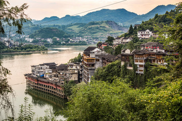 Furong Ancient Town, Hibiscus Town with the great waterfall in Xiangxi Hunan, China