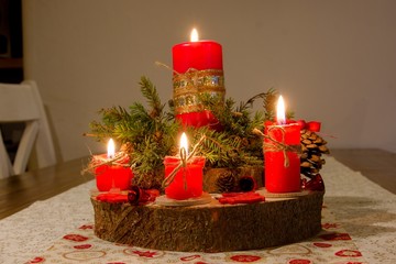 advent garland with four red candels