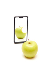Bitten apple and smartphone