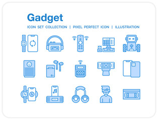 Gadget Icons Set. UI Pixel Perfect Well-crafted Vector Thin Line Icons. The illustrations are a vector.