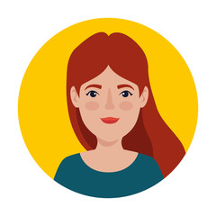 beautiful woman red hair in frame circular avatar character