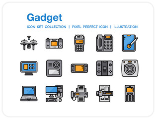 Gadget Icons Set. UI Pixel Perfect Well-crafted Vector Thin Line Icons. The illustrations are a vector.