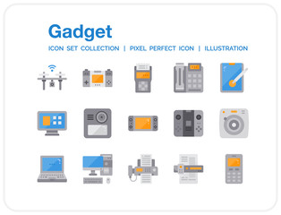 Gadget Icons Set. UI Pixel Perfect Well-crafted Vector Thin Line Icons. The illustrations are a vector.