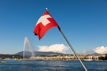The famous fountain in Lake Geneva, Switzerland