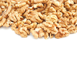 walnuts on a white background. healthy foods