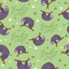 Big set of young animal seamless pattern : Vector Illustration
