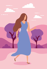 beautiful woman in park nature characters