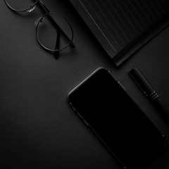 flat lay mockup image.office equipment on desk table.blank background empty space for text design...