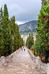 Calvary Stairs in Pollensa town, Mallorca, Balearic islands, Spain