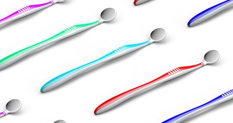 No trademarks. My own design of the dental mirror. 3D Illustration.