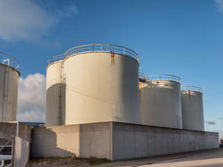 Fish oil tanks on Thyboroen harbor, Denmark