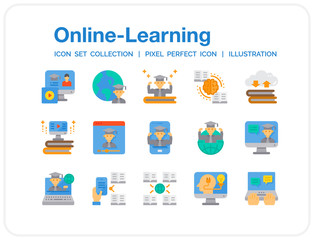 Online Learning Icons Set. UI Pixel Perfect Well-crafted Vector Thin Line Icons. The illustrations are a vector.