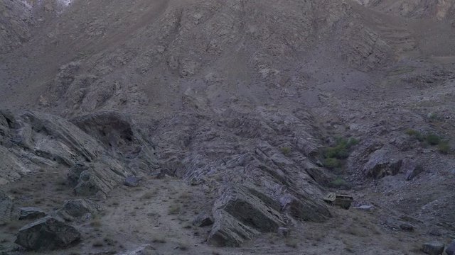 armored personnel carrier abandoned in the mountains on the border of Afghanistan 4k