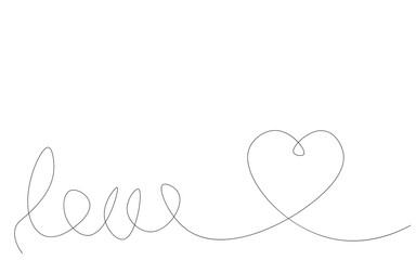 Love text hand drawing with heart vector illustration