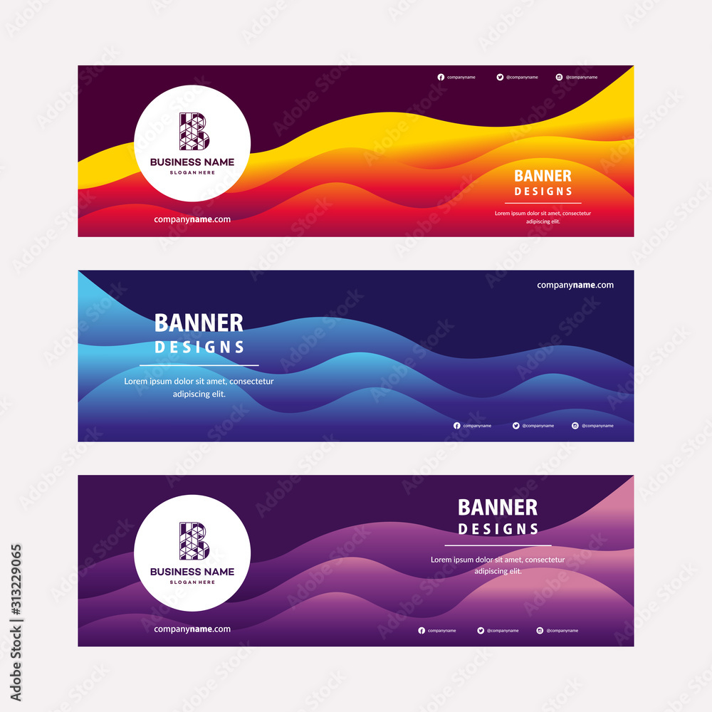 Poster modern web banners template with diagonal elements for a photo. universal design for advertising bus