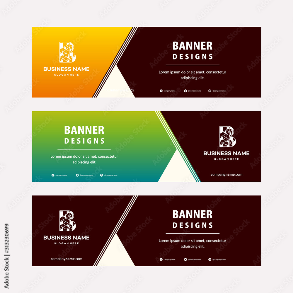 Poster modern web banners template with diagonal elements for a photo. universal design for advertising bus