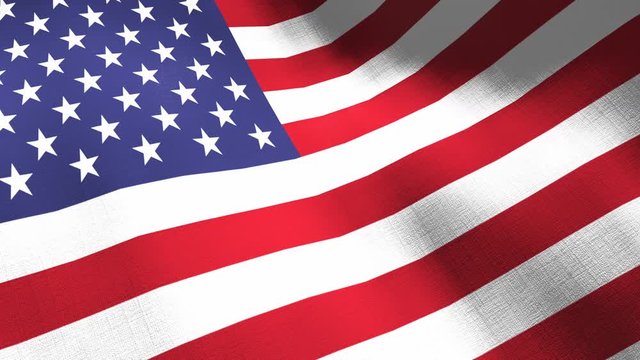 United States waving flag. Seamless cgi animation highly detailed fabric texture in cinematic slow motion. Patriotic US American 3d background of country symbol or government concept. USA Memorial day
