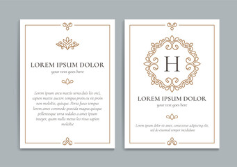 White vector greeting card with golden luxury frame template. Great for invitation, flyer, menu, brochure, monogram, background, wallpaper, decoration, packaging or any desired idea. - obrazy, fototapety, plakaty