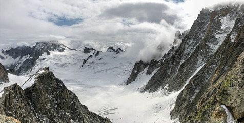 Panorama on glaciers of the Mont Blanc massif